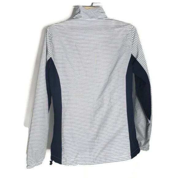 New Balance Womens Striped Zip-Up Jacket M Lightweight Windbreaker - Picture 2 of 5